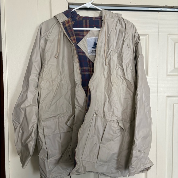 London Fog Light Gray Hooded Raincoat